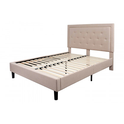 FaFurn - Upholstered Platform Bed Frame with Button Tufted Headboard