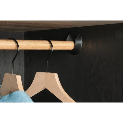 FaFurn - Farmhouse Black Oak Drawer and Garment Rod Wardrobe Armoire