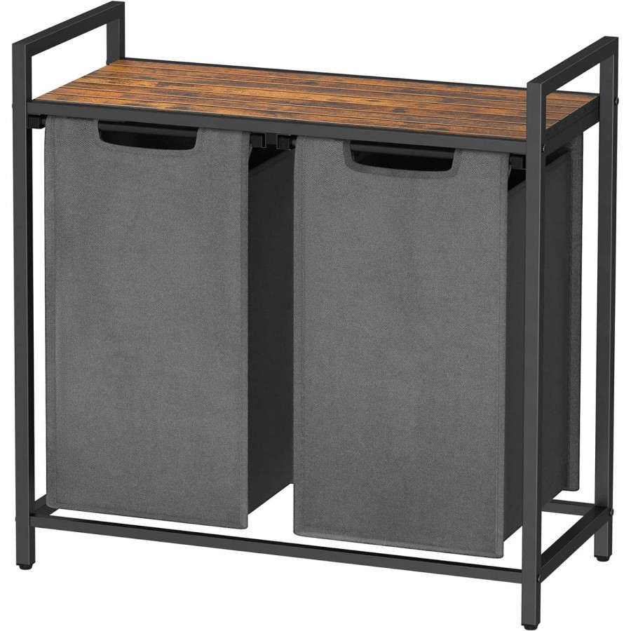 FaFurn - 2-Basket Laundry Hamper Sorter with Removable Bags and Top Storage Shelf