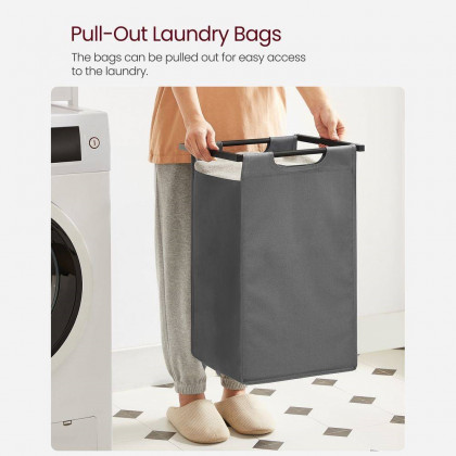 FaFurn 2-Basket Laundry Hamper Sorter with Removable Bags and Top Storage Shelf - Black