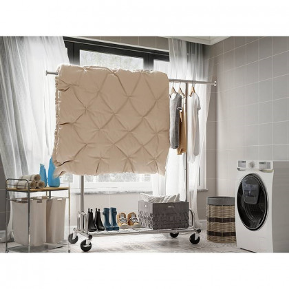 FaFurn - Garment Rack Clothes on Lockable Casters in Silver, Metal