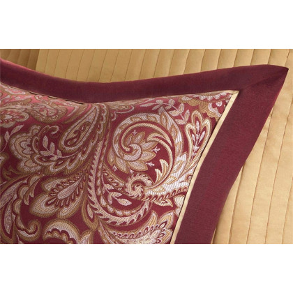 FaFurn 12 Piece Cotton Polyester Comforter Set - Red/Gold, King Size