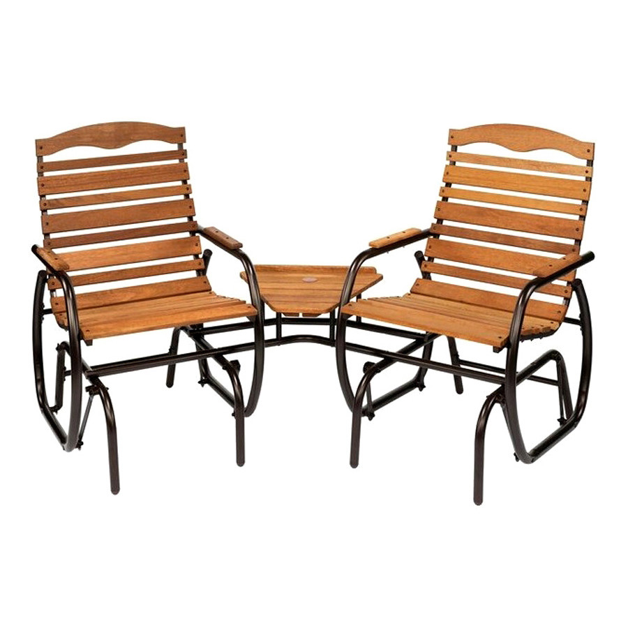 FaFurn - Modern Farmhome 3 Piece Glider Chairs Set with Side Table