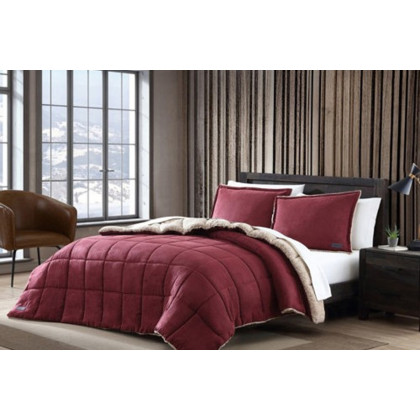 FaFurn Plush Sherpa Reversible Micro Suede Comforter Set - Marron, Full/Queen Size