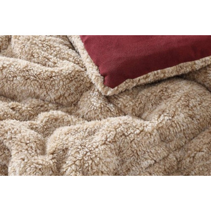 FaFurn Plush Sherpa Reversible Micro Suede Comforter Set - Marron, Full/Queen Size