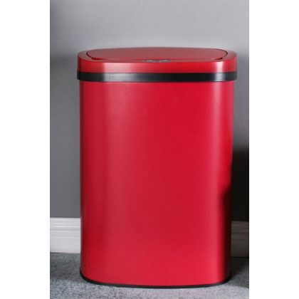 FaFurn - Red 13 Gallon Stainless Steel Motion Sensor Trash Can