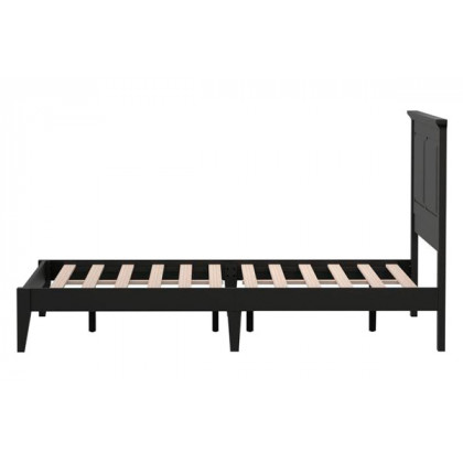 FaFurn Traditional Full Size Platform Bed with Headboard - Black, Wood