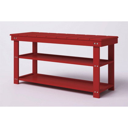 FaFurn Wooden 2-Shelf Shoe Rack Storage Bench - Red