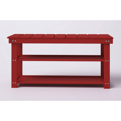 FaFurn Wooden 2-Shelf Shoe Rack Storage Bench - Red