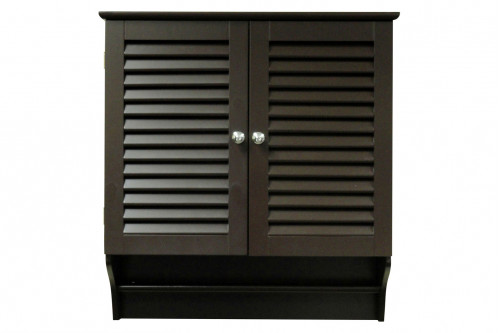 FaFurn™ - Espresso Wall Mounted Bathroom Cabinet with Shelves and Towel Bar