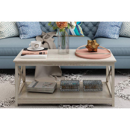 FaFurn - Contemporary 2-Tier Farmhouse Coffee Table