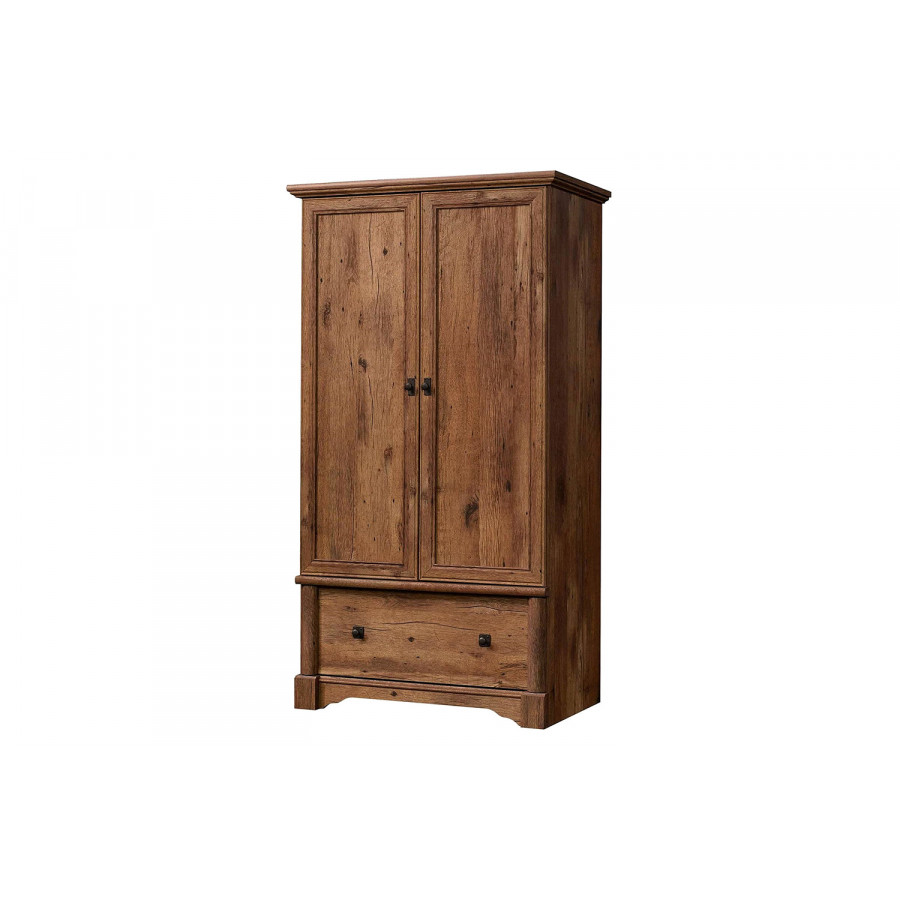FaFurn - Rustic Oak Drawer and Garment Rod Wardrobe Armoire