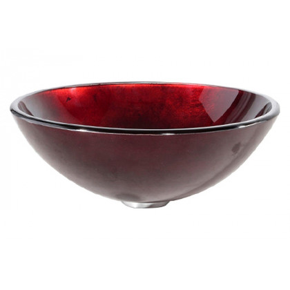 FaFurn - Round Red Tempered Glass Bowl Shape Vessel Bathroom Sink