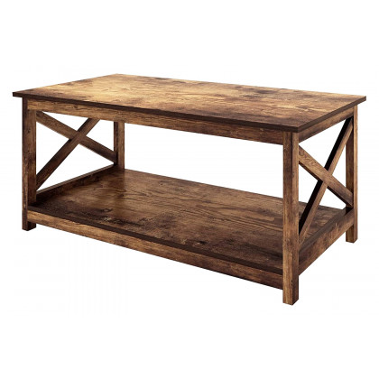 FaFurn - Contemporary 2-Tier Farmhouse Coffee Table