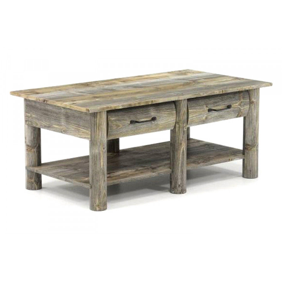 FaFurn - Farmhome Lodge 2 Drawer & 2 Faux Drawers Coffee Table