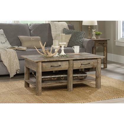 FaFurn - Farmhome Lodge 2 Drawer & 2 Faux Drawers Coffee Table