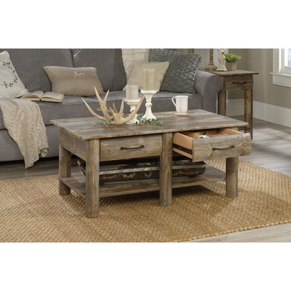 FaFurn Farmhome Lodge 2 Drawer & 2 Faux Drawers Coffee Table - Cedar