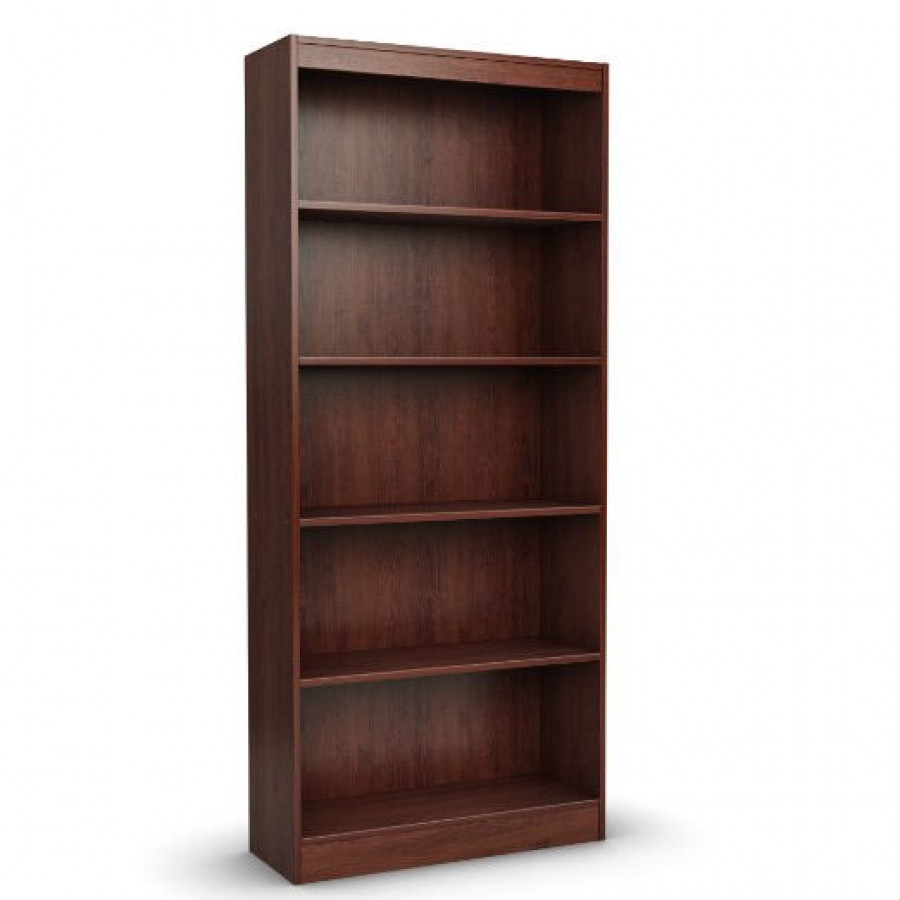 FaFurn - Contemporary 5-Shelf Bookcase in Royal Cherry, Wood