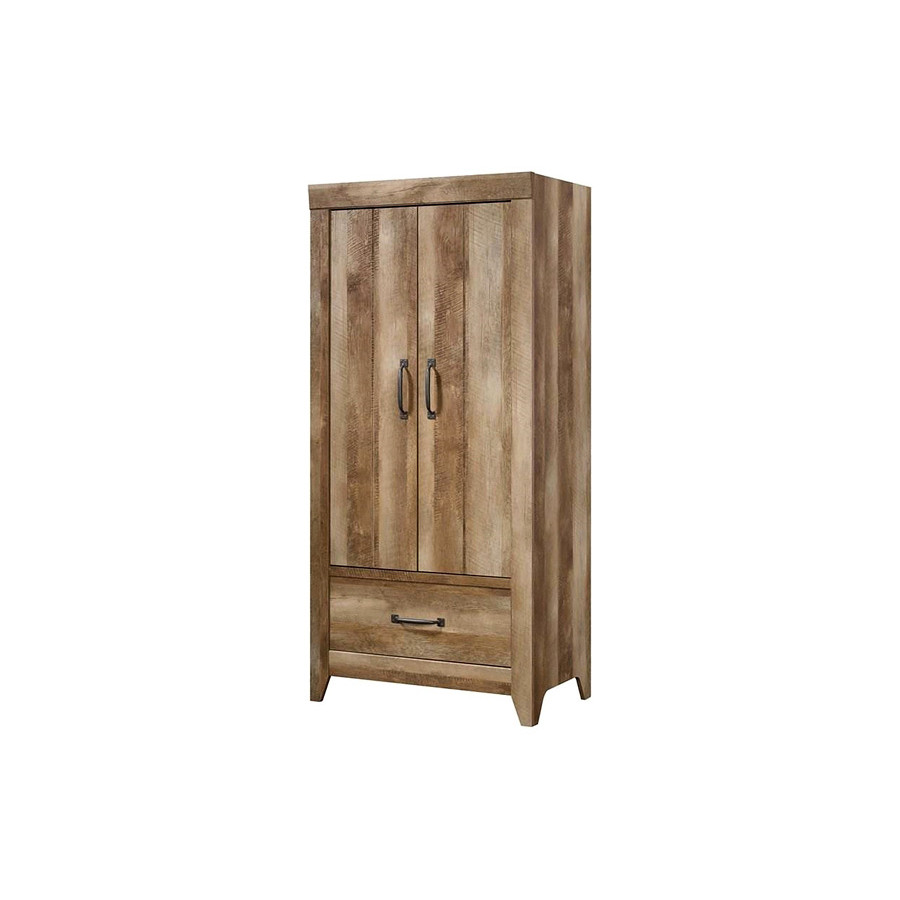 FaFurn - Farmhouse Modern Oak Drawer and Garment Rod Wardrobe Armoire