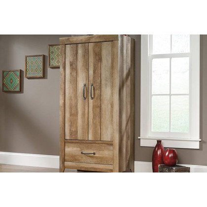 FaFurn - Farmhouse Modern Oak Drawer and Garment Rod Wardrobe Armoire