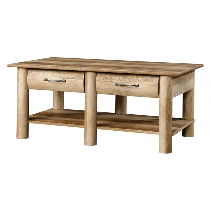 FaFurn - Farmhome Lodge 2 Drawer & 2 Faux Drawers Coffee Table