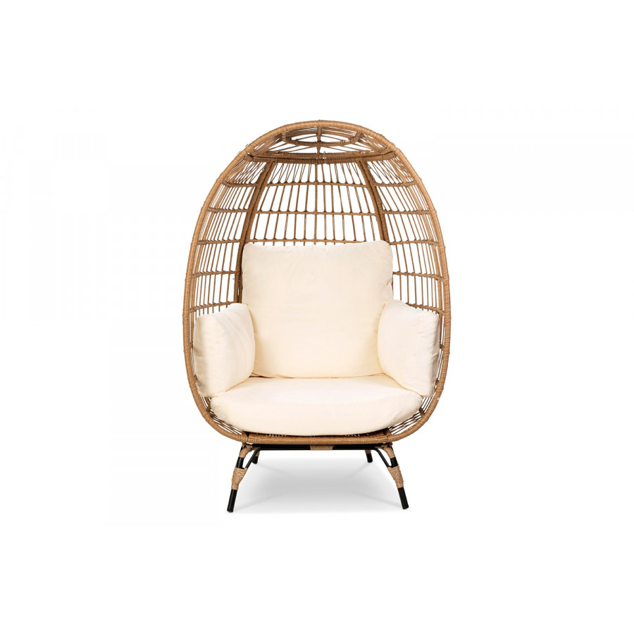 FaFurn Oversized Patio Lounger Indoor/Outdoor Wicker Egg Chair - Off White