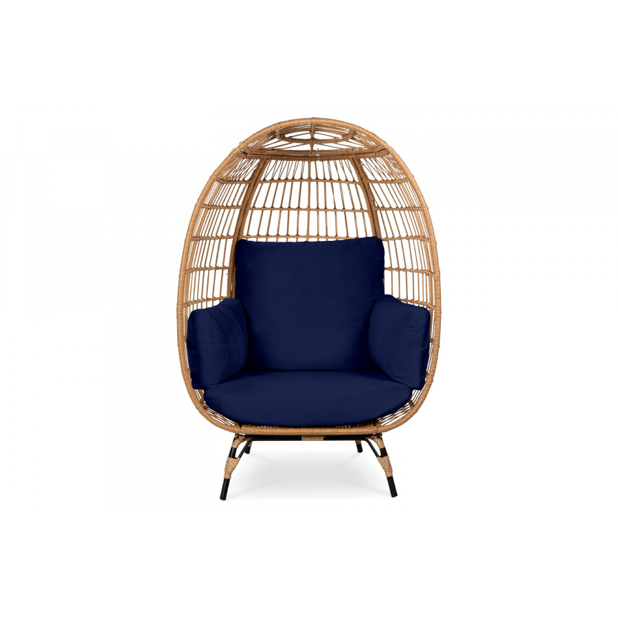 FaFurn - Oversized Patio Lounger Indoor/Outdoor Wicker Egg Chair