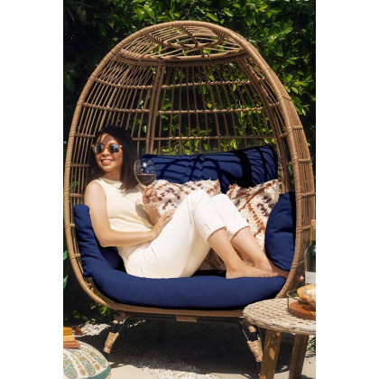 FaFurn - Oversized Patio Lounger Indoor/Outdoor Wicker Egg Chair