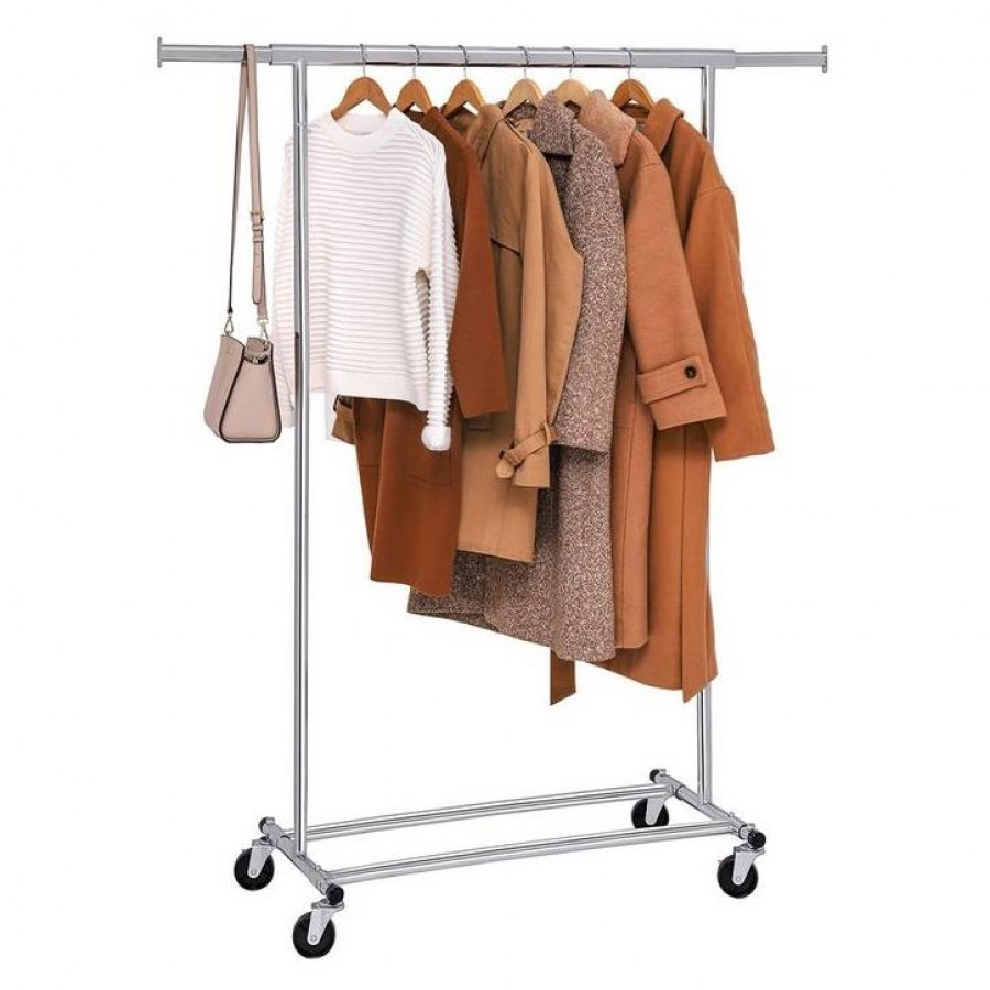 FaFurn Garment Rack Clothes on Wheels - Chrome, Iron