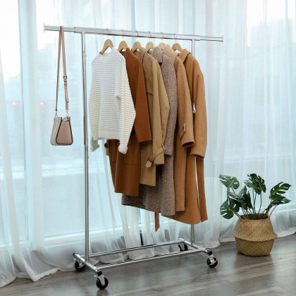 FaFurn Garment Rack Clothes on Wheels - Chrome, Iron