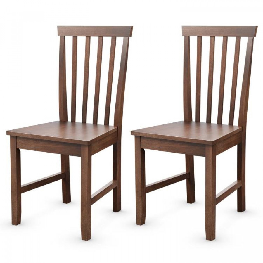 FaFurn - Set of 2 Mission Dining Chairs in Walnut Brown