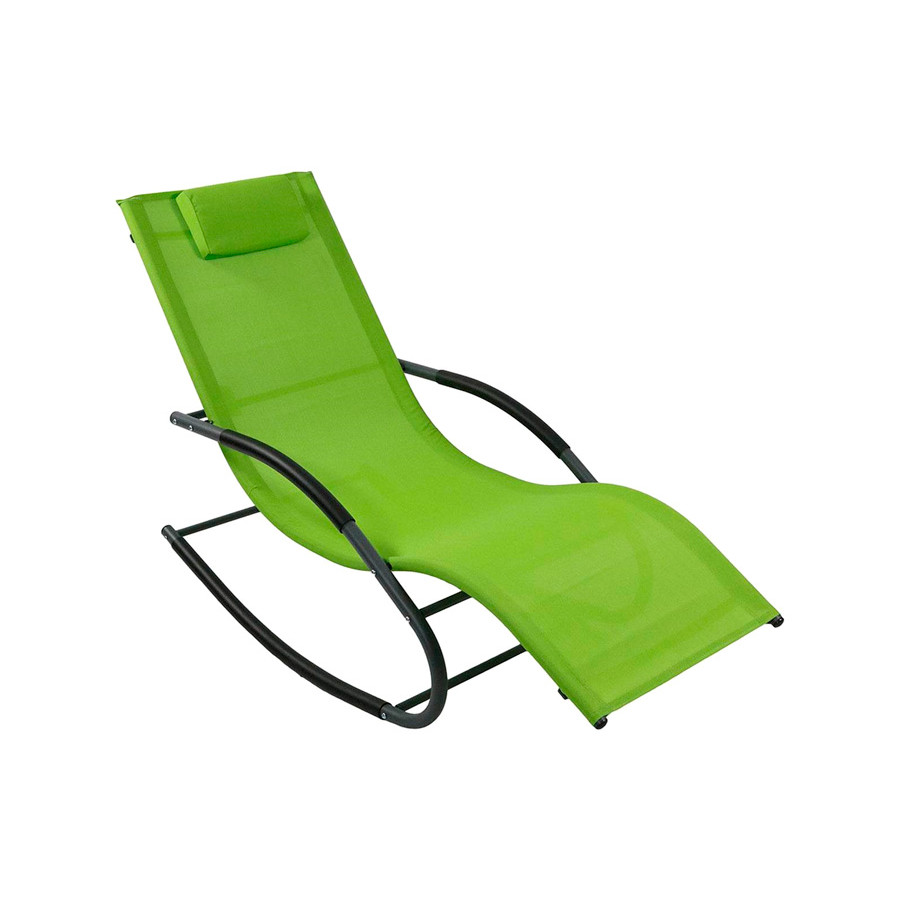 FaFurn - Outdoor Patio Rocking Chair with Pillow in Green, Polyethylene/Steel