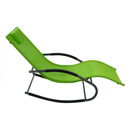 FaFurn - Outdoor Patio Rocking Chair with Pillow in Green, Polyethylene/Steel