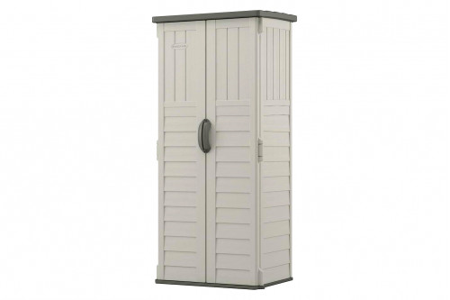 FaFurn™ - Outdoor Heavy Duty 22 Cubic Ft Vertical Garden Storage Shed in Taupe Gray
