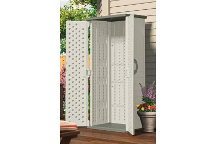 FaFurn™ - Outdoor Heavy Duty 22 Cubic Ft Vertical Garden Storage Shed in Taupe Gray