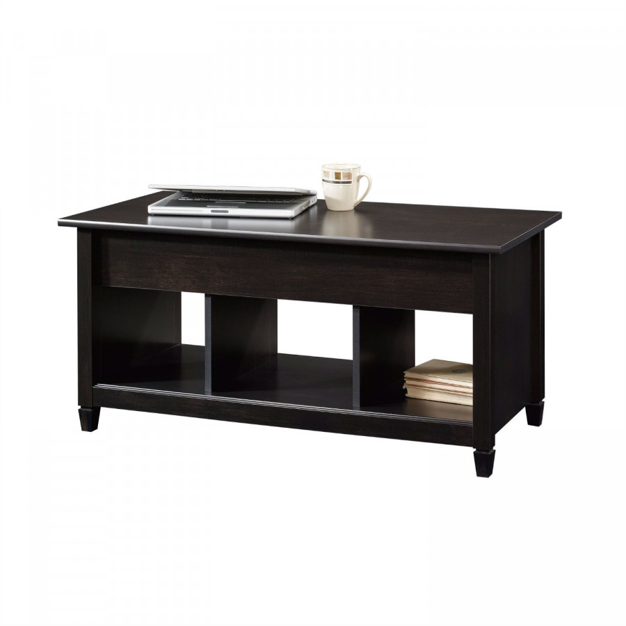 FaFurn - Coffee Table with Bottom Storage Space in Black, Wood