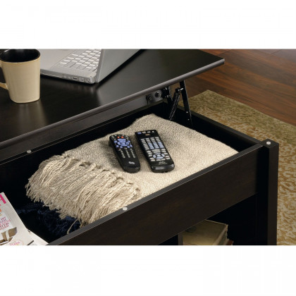 FaFurn - Coffee Table with Bottom Storage Space in Black, Wood