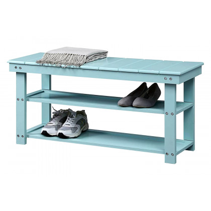 FaFurn - Wooden 2-Shelf Shoe Rack Storage Bench