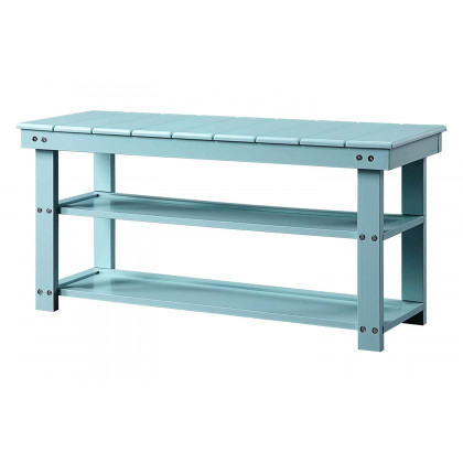 FaFurn Wooden 2-Shelf Shoe Rack Storage Bench - Aqua Blue