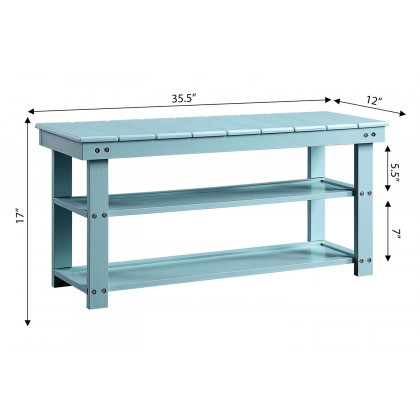 FaFurn Wooden 2-Shelf Shoe Rack Storage Bench - Aqua Blue