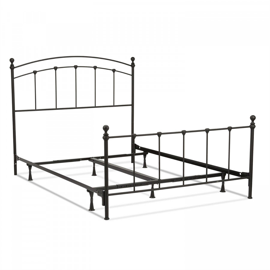 FaFurn - Full Size Bed Frame with Round Final Posts Headboard and Footboard in Metal