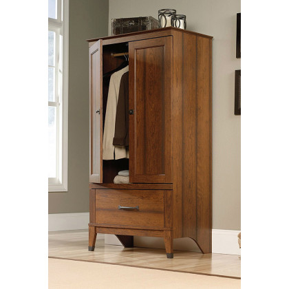 FaFurn - Bedroom Wardrobe Cabinet Storage Armoire in Medium Brown Wood Finish