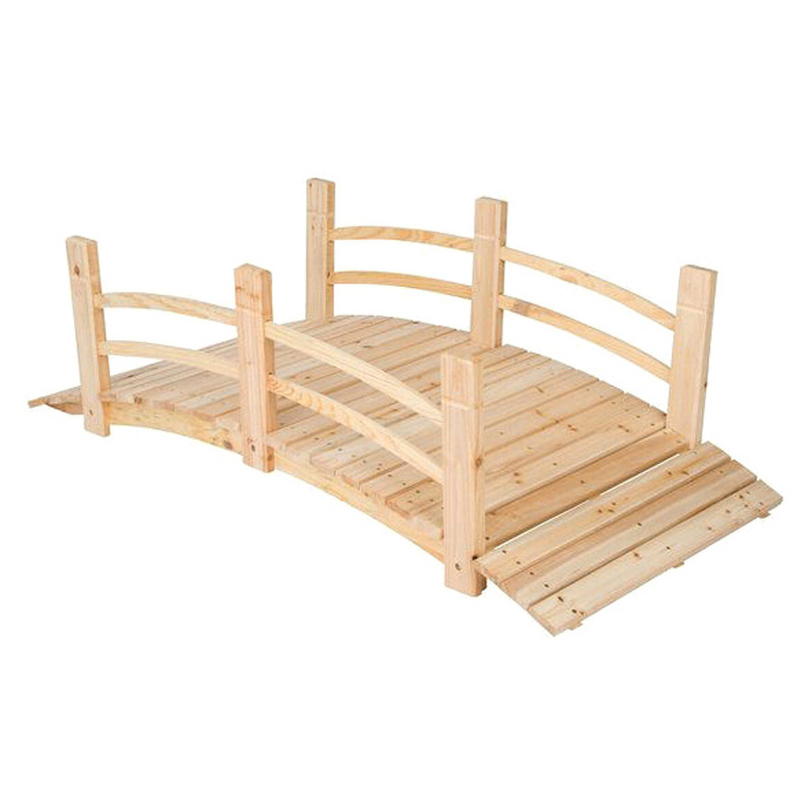 FaFurn - 5-Ft Cedar Wood Garden Bridge with Railings in Natural Finish