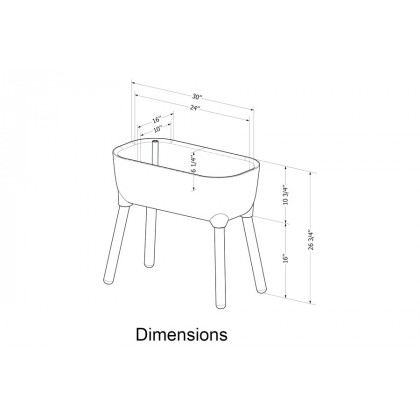 FaFurn Scandinavian Elevated Raised Smart Drainage Planter Bed - Pewter