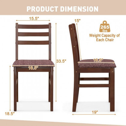 FaFurn - Set of 2 Modern Dining Chairs with Linen Upholstered Seat in Brown