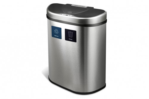 FaFurn™ - Dual Stainless Steel 18-Gallon Trash Can Recycle Bin with Motion Sensor Lid