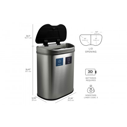 FaFurn - Dual Stainless Steel 18-Gallon Trash Can Recycle Bin with Motion Sensor Lid