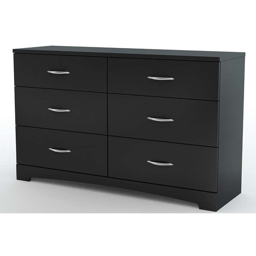 FaFurn Modern 6-Drawer Bedroom Dresser in Wood Finish - Black