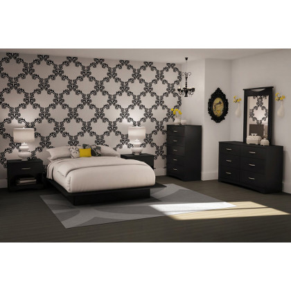 FaFurn Modern 6-Drawer Bedroom Dresser in Wood Finish - Black