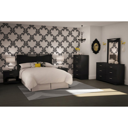 FaFurn Modern 6-Drawer Bedroom Dresser in Wood Finish - Black